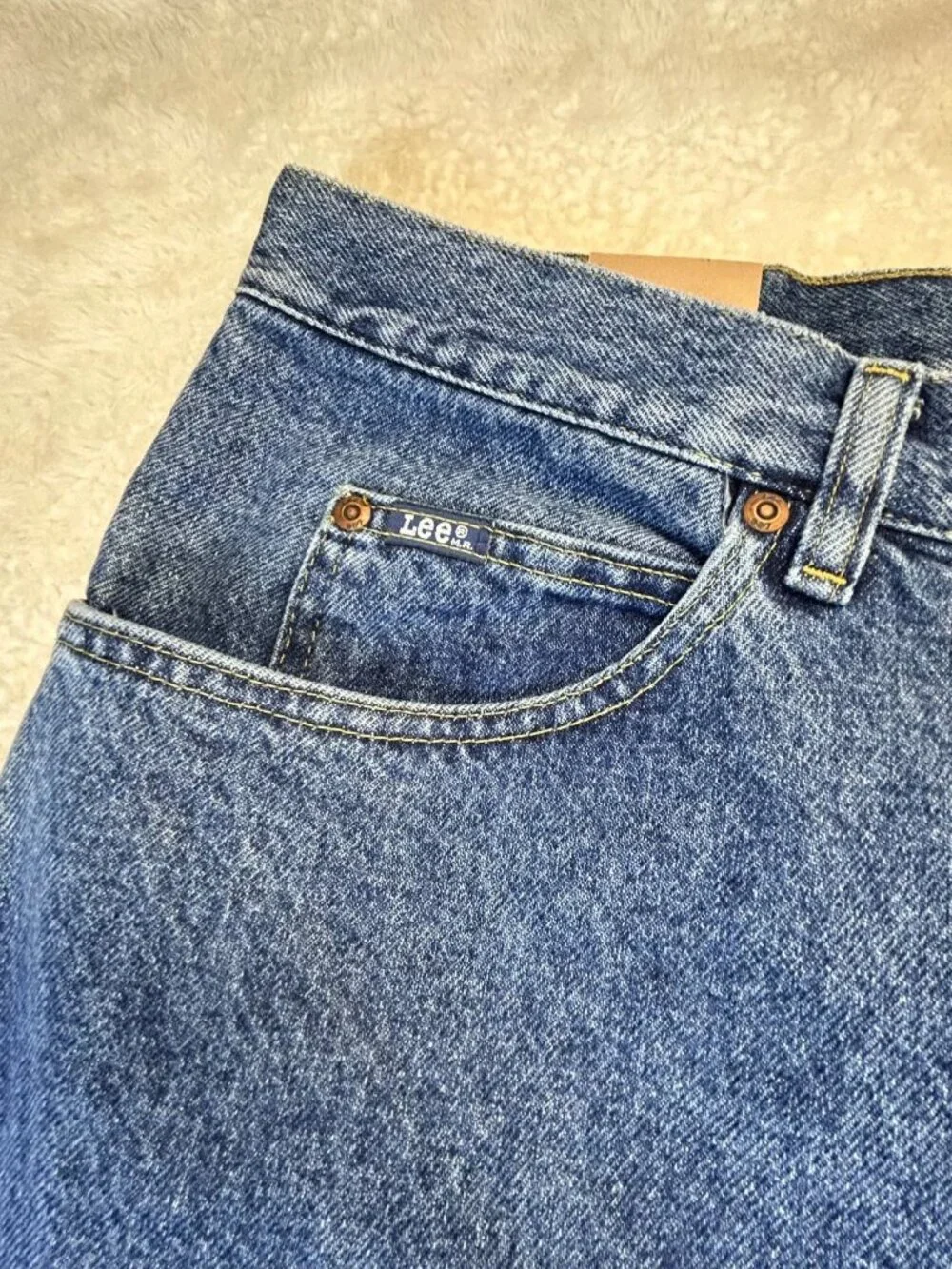 VTG Lee Straight Jeans Mens 42x32 Blue Denim Relaxed Fit Dead Stock Sears